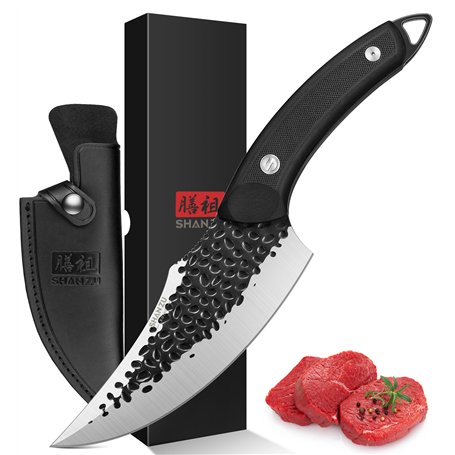 SHAN ZU Couteau de Chef avec Gaine en Cuir