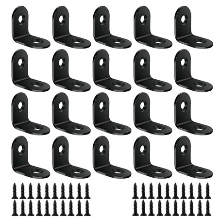 BuxiuGK 20 Pcs Support à Angle Droit Équerres de Fixation Forme de L à 90 Degrés Acier Inoxydable 20 * 20 * 16 mm Avec Vis - Noi