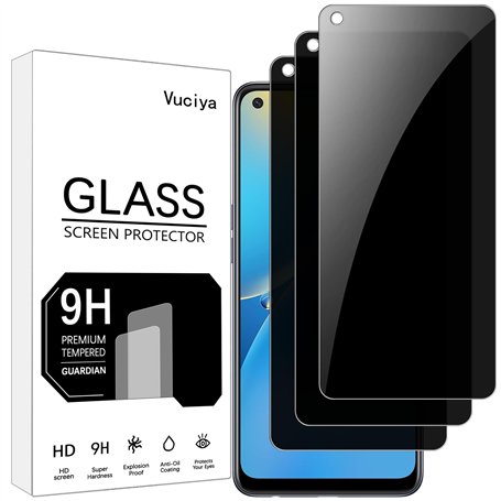 Vuciya Lot de 3 Protection Écran Anti-Espion pour Oppo A74 4G / Oppo A94 5G Verre Trempé 9H Dureté Vitre Film Résistant aux Rayu