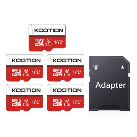 KOOTION Carte Micro SD 16 Go Micro SD Lot de 5 Carte Mémoire UHS-I Vitesse jusqu'à 85 m/s