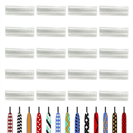 Lot de 20 embouts de réparation de lacets transparents