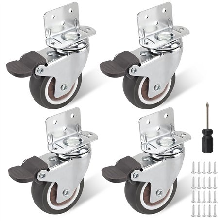 Set de 4 roulettes pour meubles 50 mm – avec frein – capacité de charge de 120 kg – roulette charge lourde – 360° pivotant roue
