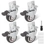 Set de 4 roulettes pour meubles 50 mm – avec frein – capacité de charge de 120 kg – roulette charge lourde – 360° pivotant roue