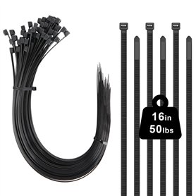 Lot de 100 serre-câbles noirs - 400 x 4,8 mm - En nylon - Résistants aux UV - Résistance à la traction - 22 kg - Fermeture éclai Lot de 100 serre-câbles noirs - 400 x 4