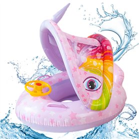 BNWRRCVKE Bouee Piscine Enfant, Bébé Siège De Piscine, Bouée de Natation avec Volant Flotteur de Piscine, avec Parasol Amovible  BNWRRCVKE Bouee Piscine Enfant