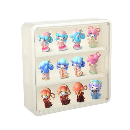 Vitrine Murale Suspendue avec Porte Magnétique - 4 Couches en Acrylique 30 x 8 x 30 cm - Vitrine en Verre à Suspendre - Résistan