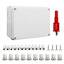 Boîte de Dérivation Étanche Exterieur IP65 - Coffret de Raccordement Apparent 150x110x70 mm - avec 10 presse-étoupes M20 avec jo