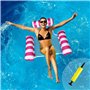 Hamac à eau - Fauteuil de natation - Hamac à eau avec filet - 3 en 1 - Matelas gonflable de piscine - Tapis de natation avec pom