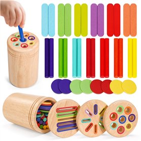 Mexgcom Jeux Montessori 3 en 1 Jouet, Jouets Enfant 1 2 3 Ans, Jouet en Bois Éducatif avec Activités de Tri Sensoriel, Apprendre Mexgcom Jeux Montessori 3 en 1 Jouet