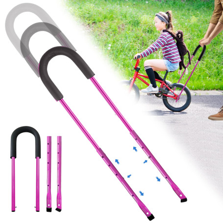 PORFOYO Barre de traction pour vélo - Barre de poussée réglable - Aide à l'apprentissage - Barre de vélo pour barre d'appui de v