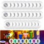Lot de 30 dessous de verre LED - Autocollants lumineux colorés - 3 modes d'éclairage - Autocollants ronds de 6 cm pour bouteille