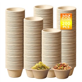 Lot de 200 petits bols compostables en carton - Petits bols à sauce - Mini gobelets en papier - Pour sauces, confiture - 2 oz Lot de 200 petits bols compostables en carton - Petits bols à sauce - Mini gobelets en papier - Pour sauces