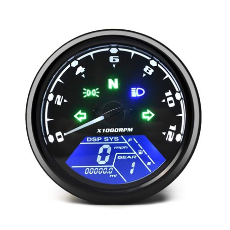 ANCLLO compteur kilométrique de moto universel LCD compteur de vitesse numérique jauges de tachymètre avec veilleuse adaptée à l