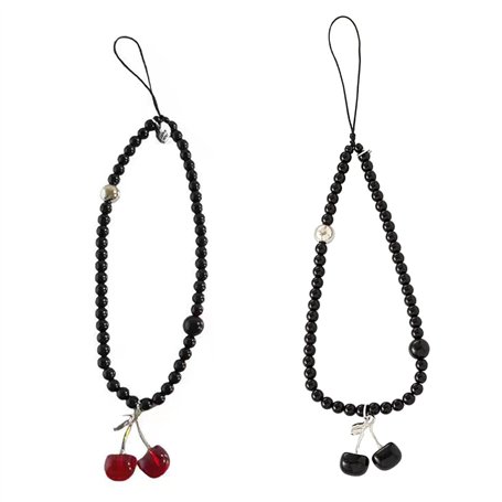 Lot de 2 Breloque Perlée pour Téléphone avec Accents de Cerise