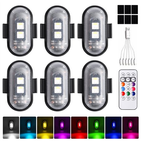 BORDEAG Lot de 6 lumières LED sans fil pour voiture