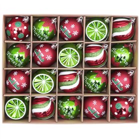 Victor's Workshop 20pcs 6cm Boules de Noël, Délicieux Elfe Rouge Vert et Blanc Incassable Boule de Noël Ornements Décoration pou Victor's Workshop 20pcs 6cm Boules de Noël