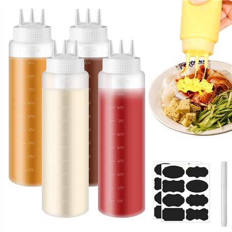 Vegena 4 Pièces Bouteille À Sauce 1000ml Bouteille À Condiments
