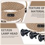 Kit de Suspension en Corde de Chanvre - Douille Avec Prise et Interrupteur - Câble Vintage E27 - 3 Ampoules Incluses - Suspensio
