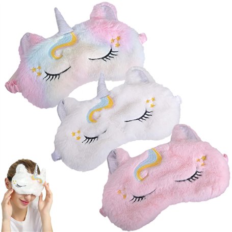 3 Pièces Licorne Masques de Sommeil Kit