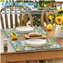 GOEDCH Lot de 8 sets de table en lin résistants à la chaleur avec motif citron - Lavables et antidérapants - Pour cuisine, fête,