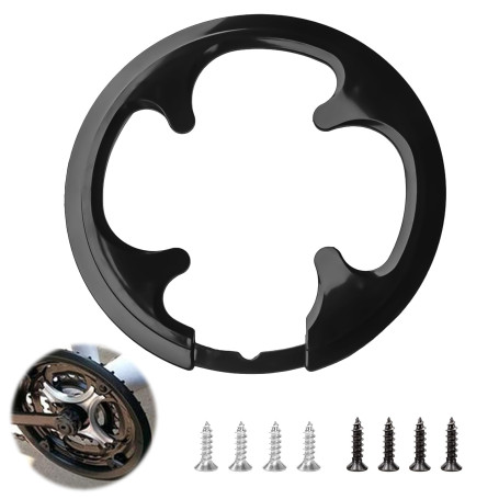 Pluvyze Protection de chaîne de vélo pour enfant - Noir - Anneau de protection de chaîne à 4 trous - Pour vélos et VTT - Avec 42