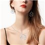 KONFEN Parure Argent Femme, Plaqué Argent Cercle Ensemble Collier Pendentif Boucle d'Oreilles Géométrie, 2 Pièces Bijoux Fantais