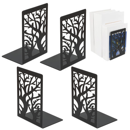 Lot de 2 serre-livres Parr (= 4 pièces) - En métal noir - Pour étagère