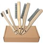 NICAVKIT Lot de 5 brosses à fil manuel avec manche en bois