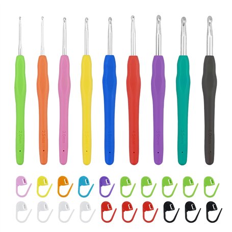 Ensemble de 9 crochets ergonomiques avec poignée souple pour un confort optimal et un contrôle précis