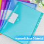 Lot de 28 porte-documents A4 transparents avec 11 bords perforés et poche pour étiquette, fermeture, pochettes transparentes en 
