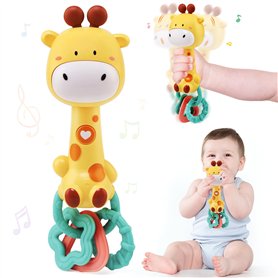 JoyPlus Jeux Eveil Bebe 6 Mois, Jouet Musical Hochet Bébé 6 12 Mois, Girafe Musique Hochet Jouet avec Anneau Dentition et Lumièr JoyPlus Jeux Eveil Bebe 6 Mois