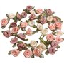 Lot de 100 mini roses multicolores de 15 mm avec nœuds en ruban de satin pour loisirs créatifs