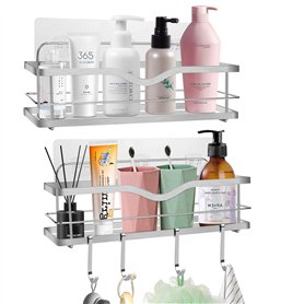 Etagère Douche sans Percage Acier Inoxydable: 2 Etagere Salle de Bain Sans Percage Auto-AdhéSif - Étagère Murale de Rangement Do