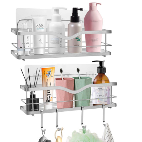 Etagère Douche sans Percage Acier Inoxydable: 2 Etagere Salle de Bain Sans Percage Auto-AdhéSif - Étagère Murale de Rangement Do