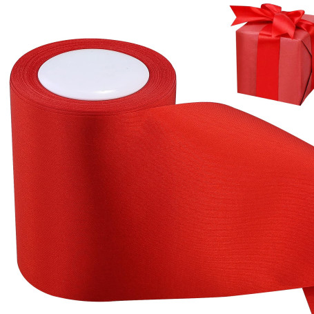Ruban cadeau de 10 cm de large - Ruban de satin rouge - Pour grande ouverture