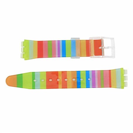 Vintage Time Watches | Bracelet de montre en silicone arc-en-ciel de 17 mm (20 mm) compatible avec Swatch