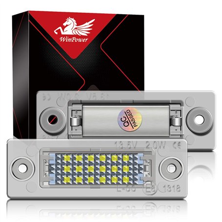 WinPower LED Éclairage plaque immatriculation Ampoules 6000K Blanc Feux arrière Compatible avec Passat B5.5/B6 Caddy MK3 Golf5 p