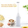 Mousseur à Lait Electrique Mélangeur à Mousse en Acier Inoxydable Anti-adhésive pour Briser les Oeufs sur Batterie emulsionneur 