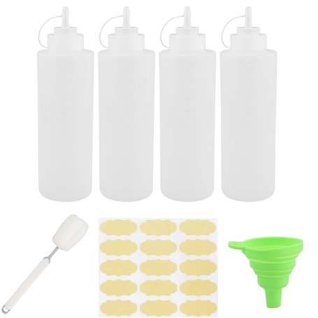 JRSHIRLEYLTD Lot de 4 bouteilles à presser en plastique avec bouchons