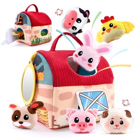 Zoelele Jouets pour Enfants de 6 à 12 Mois, Animaux de la Ferme Jouets Sensoriels Montessori avec Peluche Morbide,Serpent à Sonn Zoelele Jouets pour Enfants de 6 à 12 Mois