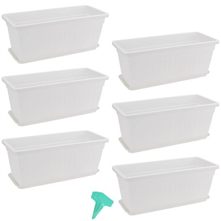 PINGEUI Lot de 6 jardinières rectangulaires en Plastique de 43 cm