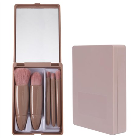 WOLMIK Lot de 5 mini pinceaux de maquillage de voyage avec étui et miroir