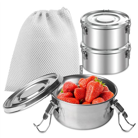 Lot De 3 Boîte À Déjeuner En Acier Inoxydable