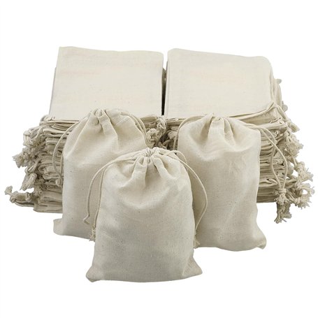 Lot de 50 sacs en tissu à peindre avec cordon de serrage - 15 x 10 cm - Petits sacs cadeaux en coton - Pour bricolage Ramadan
