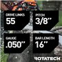 Chaîne de tronçonneuse Rotatech - 40,6 cm - Avec guide - Pour STIHL MS180