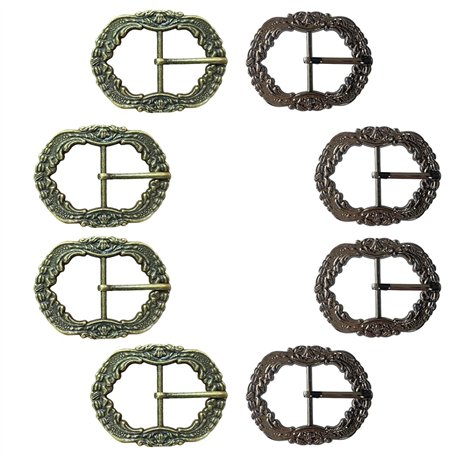 Zzcy 8Pcs Boucles de Bretelles et Ceinture en Métal Vieilli Antique pour Pantalons Traditionnels