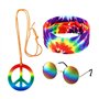 KRYMSON Déguisement hippie 3 pièces avec lunettes de soleil Pop Bandana Batik pendentif signe de la paix costume rétro disco acc