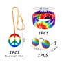 KRYMSON Déguisement hippie 3 pièces avec lunettes de soleil Pop Bandana Batik pendentif signe de la paix costume rétro disco acc