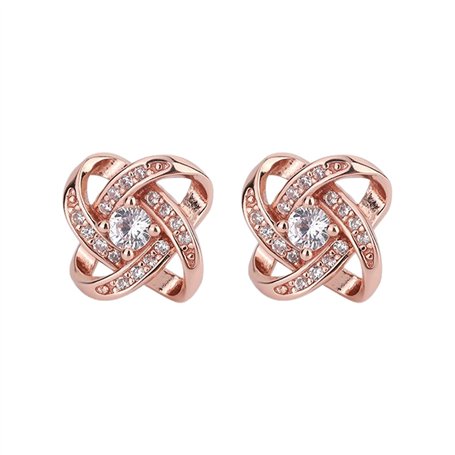 Une paire de boucles d'oreilles en or rose pour femme - Boucles d'oreilles roses - Boucles d'oreilles hypoallergéniques en zirco