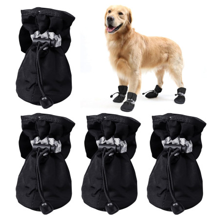 KSBBHDS Lot de 4 chaussures imperméables pour chiens - Antidérapantes - Protection des pattes de chien - Semelles souples pour a